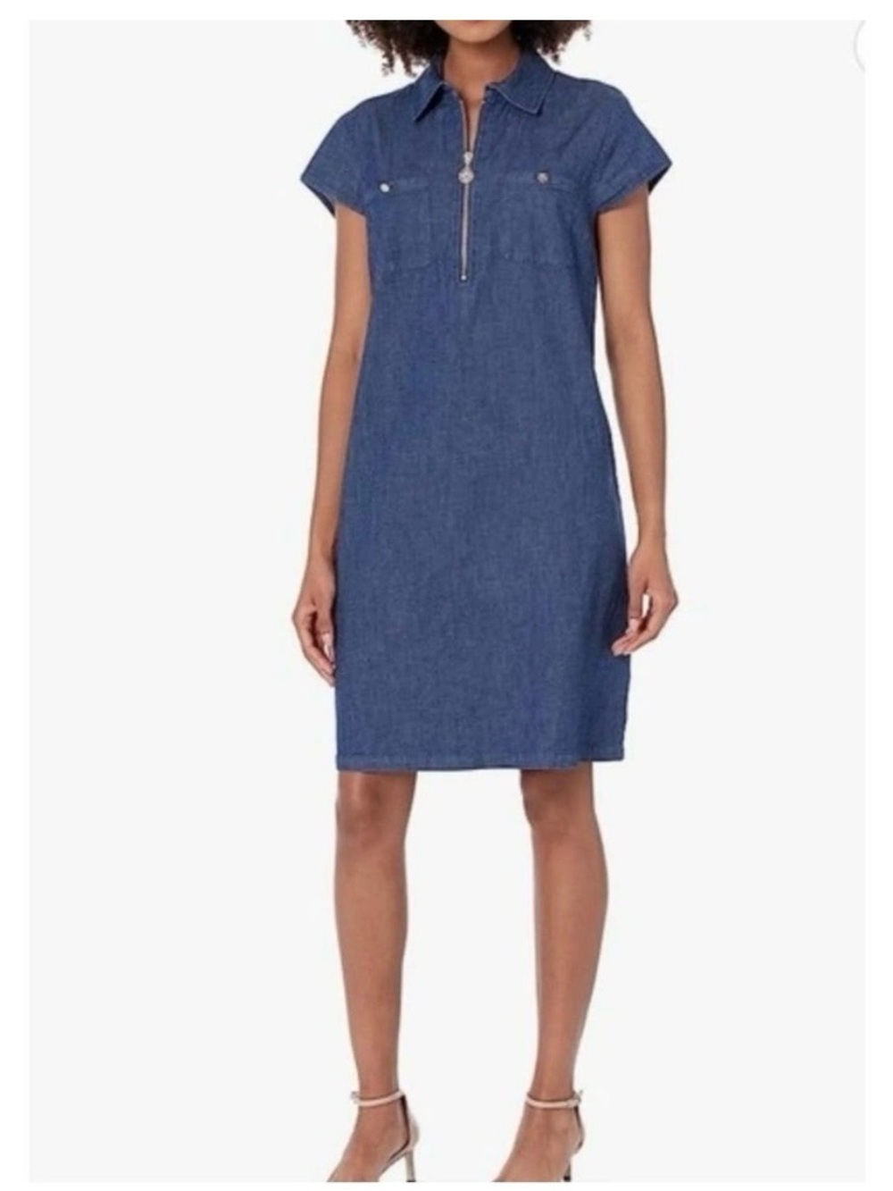 Anne Klein 1X chambray denim dress